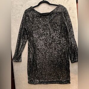 La Femme Black Sequin Gown